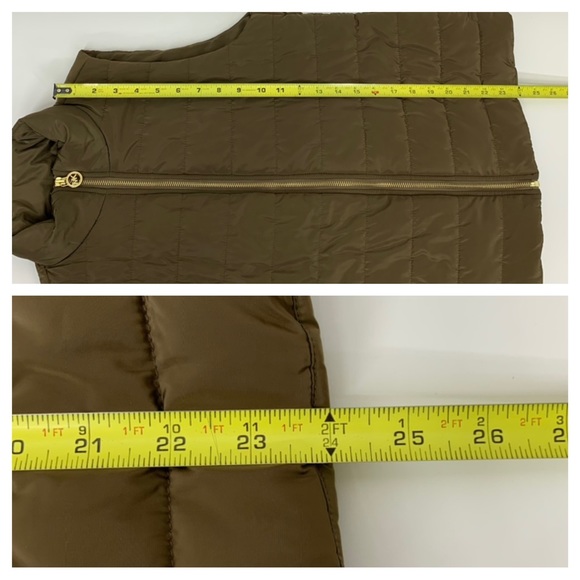 Michael Kors Golden Olive Brown Full Zip Puffer Vest With Gold Hardware Sz Small - Picture 16 of 16
